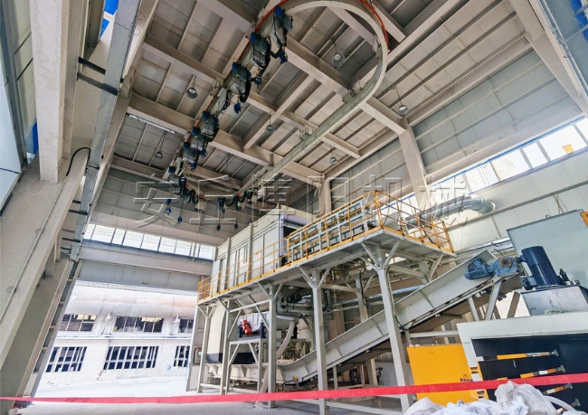 環形吊軌+噸袋全自動拆包機+廢袋打包機